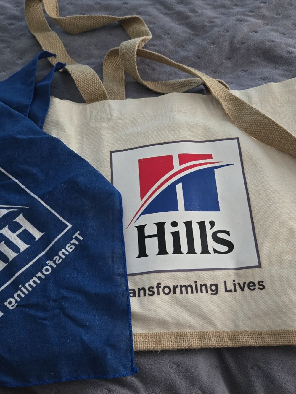 Cream and Blue Logo Tote Bag - Reusable Home Accent